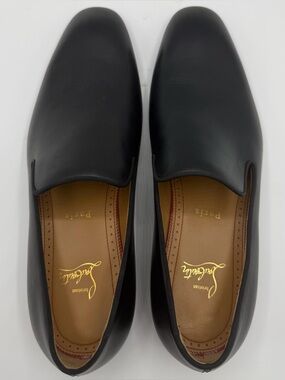 NEW Men’s Christian Louboutin Dandelion Black Leather Laceless Loafers EU 39.5